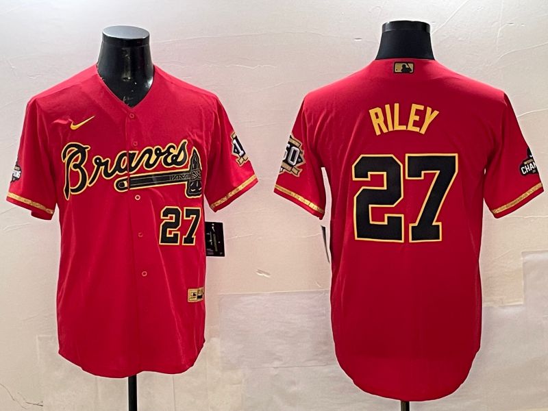 Men Atlanta Braves 27 Riley Red Gold Game Nike 2025 MLB Jersey style 3